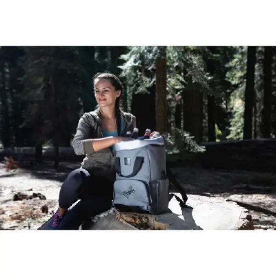 MLB Los Angeles Dodgers On The Go Roll-Top Cooler Backpack - Heathered Gray image {7}