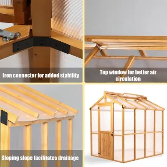 Aoodor 80.7&rdquo; (L) x 93.3&rdquo;(W) x 97.6&rdquo;(H) Outdoor Walk-in Greenhouse with Roof Vent and Fir Frame for Backyard Garden image {1}