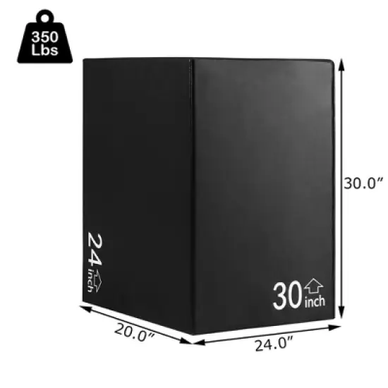 Costway 3-in-1 Foam Plyometric Jump Box w/ Adjustable Height  30''/24''/20'' for Training image {1}