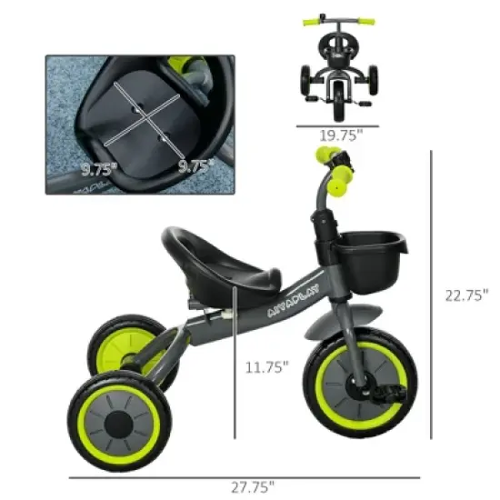 INFURNIC Baby Walkers Kids Tricycle for Toddlers 2-5 with Adjustable Seat, Toddler Bike for Children with Basket, Yellow, 27.80"*20.90"*22.80" image {2}