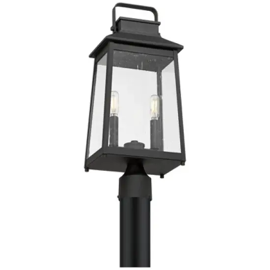 John Timberland Jubliee 20 1/4" High Modern Outdoor Post Light Fixture Pole Porch House Exterior 2-Light Weatherproof Black Metal Clear Glass Shade image {6}