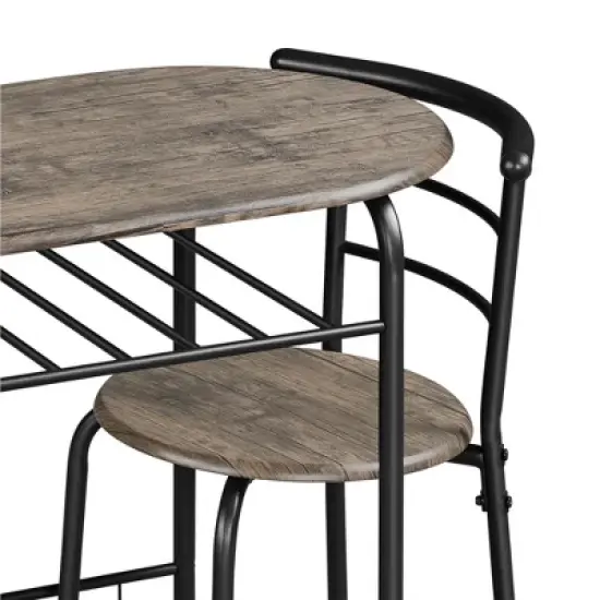 Yaheetech Modern Round Dining Table Set for 2 with Steel Legs, Storage Rack for Kitchens image {3}