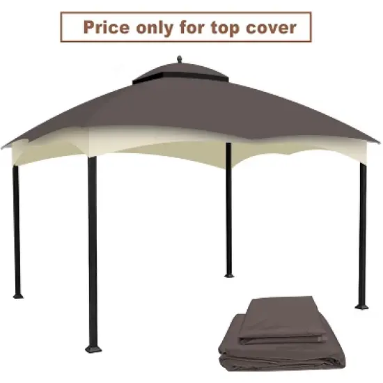 Replacement Canopy Top for Lowe's Allen Roth Heavy Duty Gazebo Roof Gazebo Top with Air Vent 10X12 Gazebo CoverReplacement Top Only (Brown) image {4}