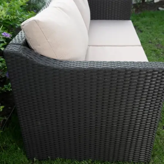 Barton 2 Person Madison Outdoor Patio Wicker Sofa Set Love Seat w/ Seat Cushion image {4}