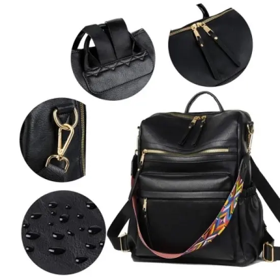 Backpack Purse for Womens Waterproof PU Leather Backpacks image {4}