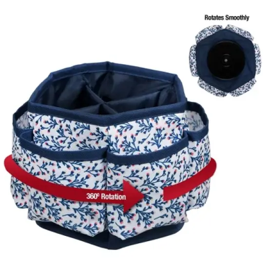 Singer Sewing Storage Organizer Desktop Spinner Navy Floral Print image {2}
