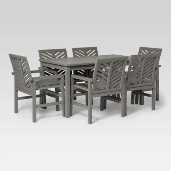 7pc Slatted Chevron Acacia Patio Dining Set - Saracina Home image {13}