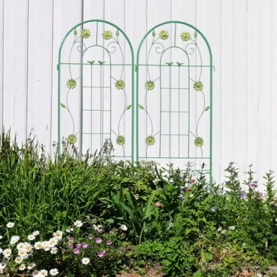 Syemin Patio Decorative Screens, Iron Arch Decoration Garden Trellis, for Outdoor for Climbing Plants Support, Flowerbed, Green, 40"*19.7"*71" image {5}