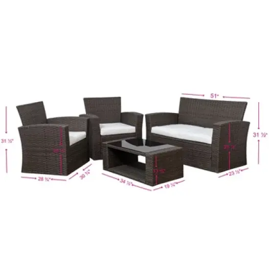 WestinTrends  4-Piece Modern Patio Conversation Sofa Set with Cushions image {8}