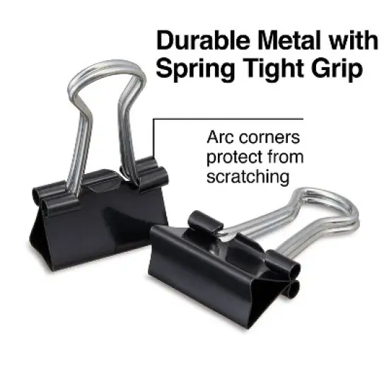 Staples Mini Metal Binder Clips Bulk Pack Black 3/5" Size with 1/4" Capacity 15338 image {2}