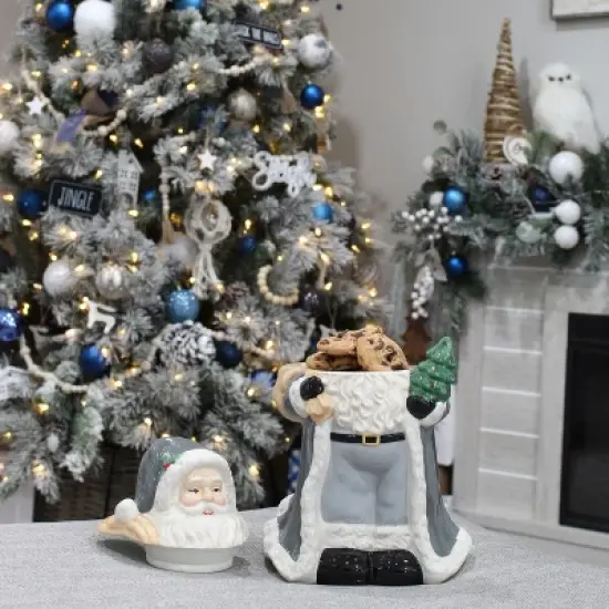 AuldHome Design Santa Christmas Cookie Jar; Ceramic Holiday Treats Santa Claus Canister image {4}