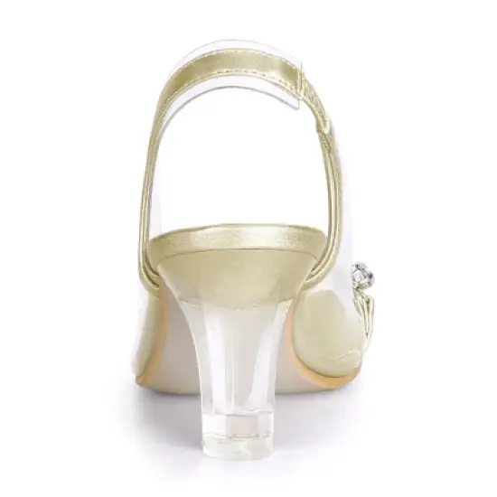 Allegra K Women's Clear Slingback Flower Rhinestone Peep Toe Heels Sandals image {2}