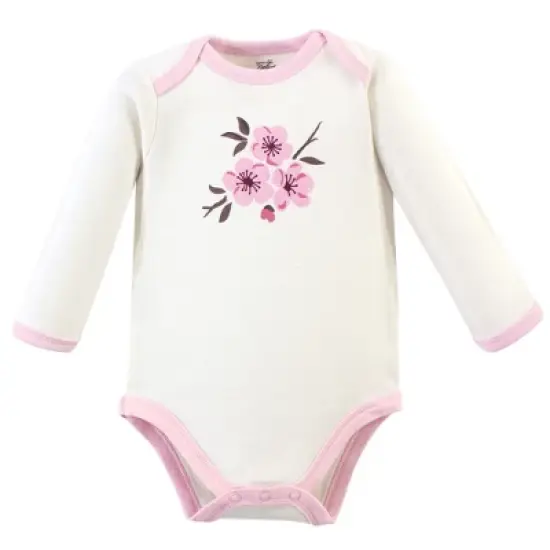Touched by Nature Baby Girl Organic Cotton Long-Sleeve Bodysuits 5pk, Cherry Blossom image {5}