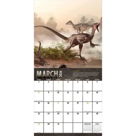 TF Publishing 13.5"x14.5" 2026 Dinosaurs Wall Calendar image {5}
