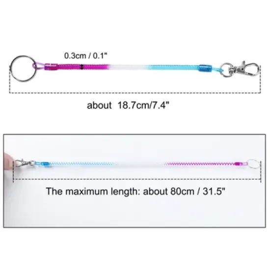 Unique Bargains Tri Colors Plastic Spiral Spring Coiled Lanyard Lobster Clasp Clip Key Ring Chain 5.5" x 0.1" 1 Pc image {1}