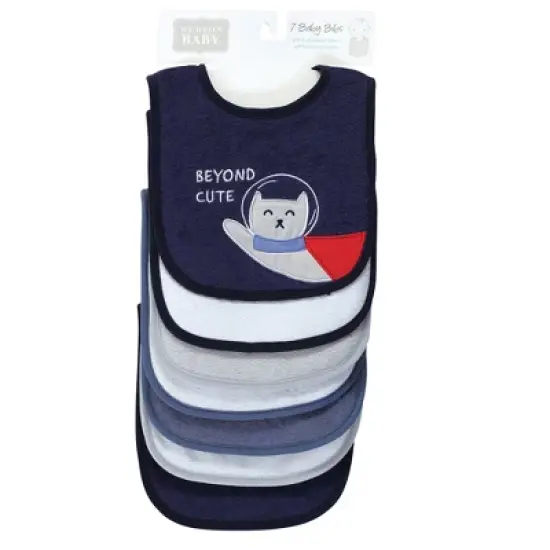 Hudson Baby Infant Boy Cotton Terry Drooler Bibs with Fiber Filling, Galactic Explorer, One Size image {1}