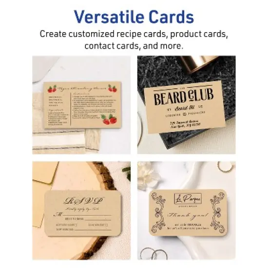 Avery Printable Cards with Rounded Corners, 3" x 5", Kraft Brown, 30ct image {2}