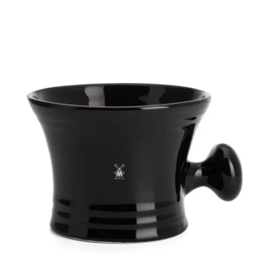 M&Uuml;HLE Black Porcelain Shaving Mug with Handle image {1}