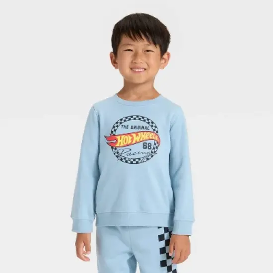 Toddler Boys' 2pc Hot Wheels Fleece Pullover and Bottom Set - Blue image {2}