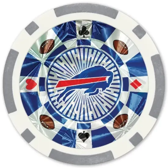 MasterPieces Casino Style 20 Piece 11.5 Gram Poker Chip Set NFL Buffalo Bills Silver Edition image {1}