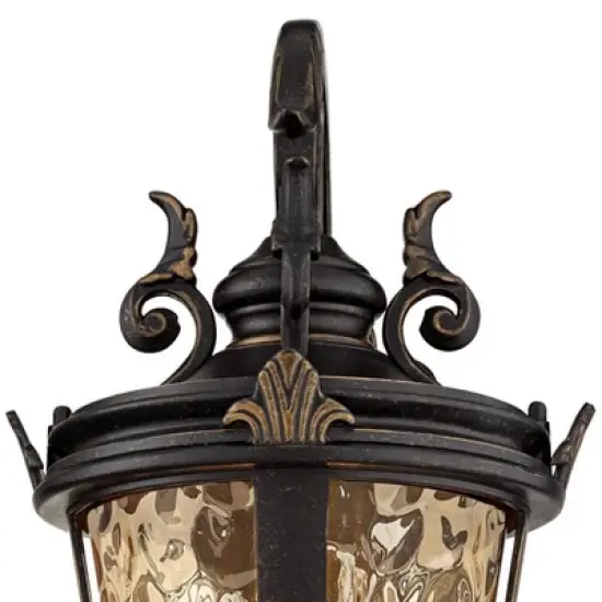 John Timberland Casa Marseille Vintage Rustic Outdoor Wall Light Fixture Bronze Scroll 21 1/2" Hammered Glass for Post Exterior Barn Deck House Porch image {3}