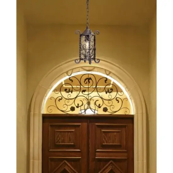 John Timberland Casa Seville Vintage Rustic Outdoor Hanging Light Dark Walnut Scroll 15" Champagne Water Glass for Post Exterior Barn Deck House Porch image {8}