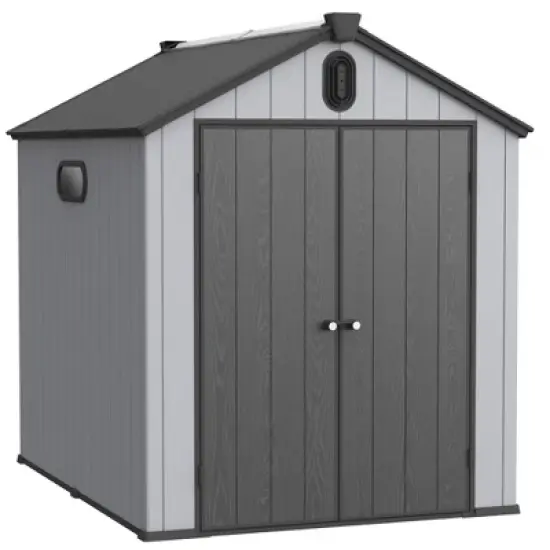 XWT012-1 6*8ft resin plastic storage shed for backyard garden big spire Tool storage image {10}