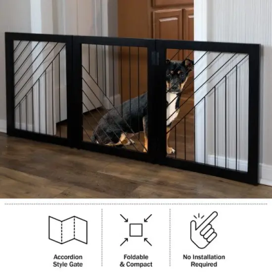 PETMAKER 3-Panel Foldable Pet Gate, Black image {2}