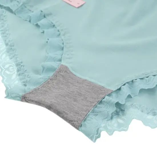 Agnes Orinda Women Plus Mid Waisted Lace Trim Soft Breathable Stretch Briefs Underwear image {2}