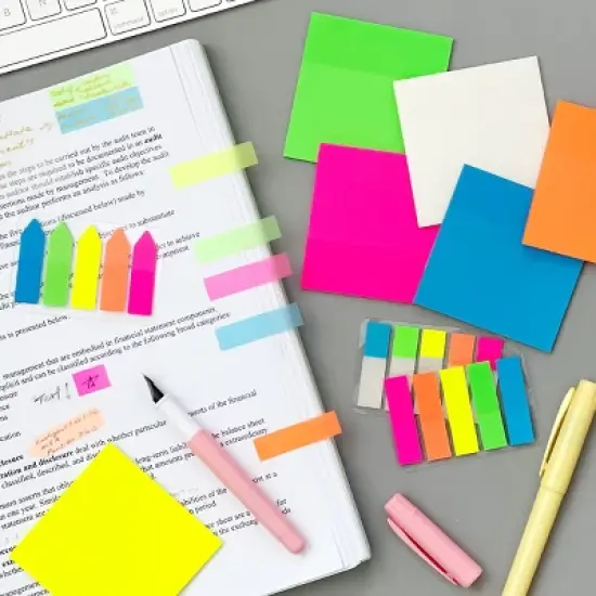 Wrapables Transparent Sticky Notes, Waterproof Self-Adhesive Memos for Home, School, Office (Set of 5), Multicolor image {9}