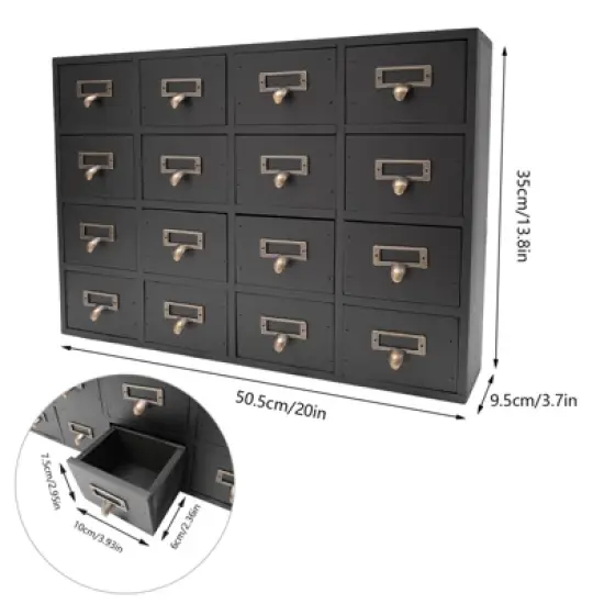 YIYIBYUS Traditional 16 Drawers Wood Apothecary Chest Storage Cabinet image {3}