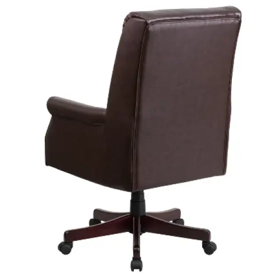 Emma and Oliver High Back Pillow Back Leather Executive Swivel Office Chair with Arms image {6}