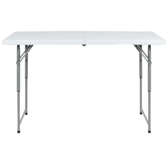 Emma and Oliver 4-Foot Height Adjustable Bi-Fold Granite White Plastic Folding Tables image {8}