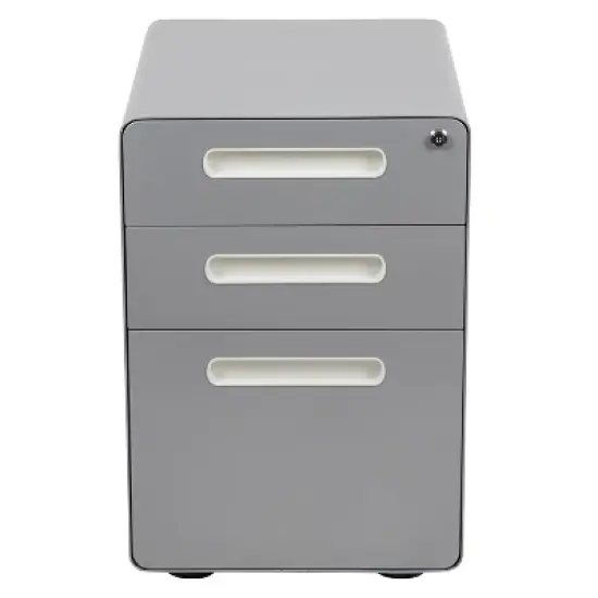 Flash Furniture Ergonomic 3-Drawer Mobile Locking Filing Cabinet with Anti-Tilt Mechanism and Hanging Drawer for Legal & Letter Files image {2}