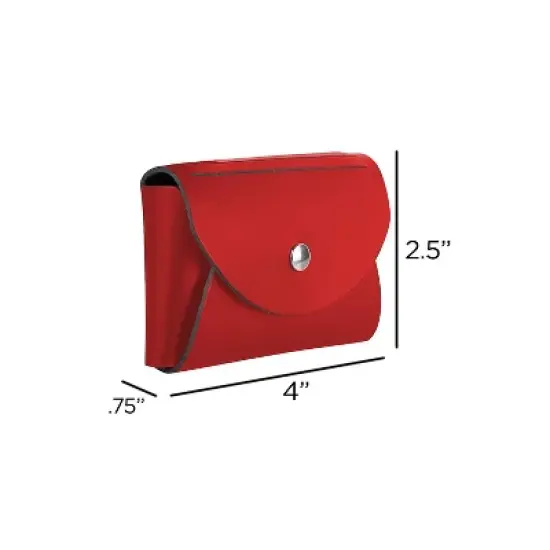 JAM Paper Italian Leather Business Card Holder Case with Round Flap Red 2233317457 image {4}