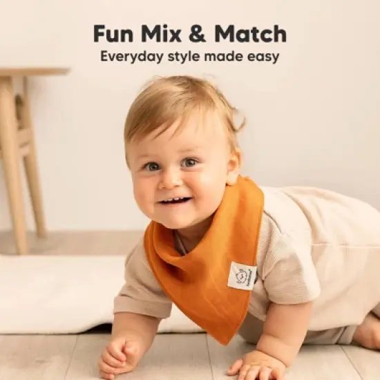 8pk Lumi Muslin Baby Bibs, Bandana Bibs for Baby Boy, Baby Girl, Muslin Drool Bib for Newborn, Toddler (Spice) image {7}