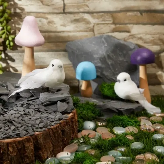 Bright Creations 2lb Natural Slate Rocks for Aquarium, Fairy Mini Garden, Reptile Enclosure, 0.4-0.75 in, Grey image {1}