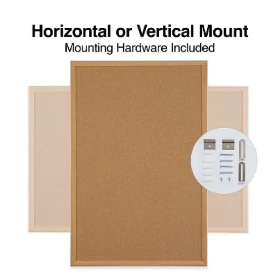 MyOfficeInnovations Standard Cork Bulletin Board Oak Finish Frame 3'W x 2'H 1682316 image {3}