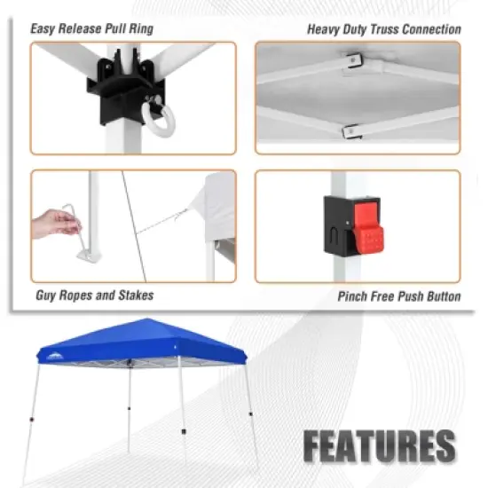 EAGLE PEAK 10x10ft Slant Leg Pop Up Canopy Tent,10x10 Base 8x8 Top image {3}