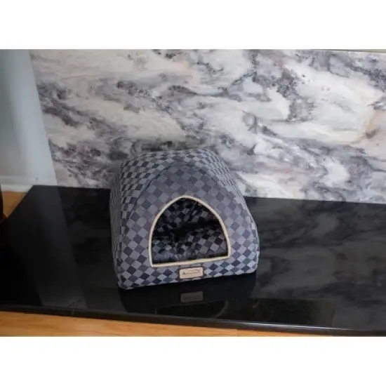 Armarkat Cat Bed C65HHG/LS, Purple Gray Combo Checkered Pattern image {3}