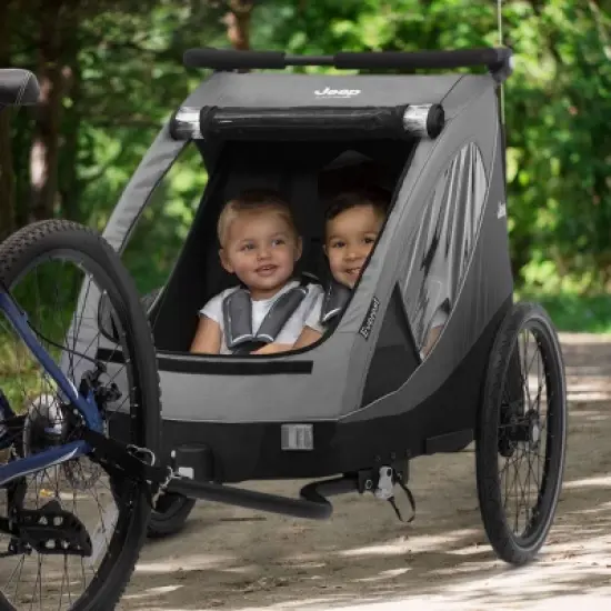 Delta Children Jeep Everest 2-in-1 Child Bike Trailer and Stroller - Gray image {2}