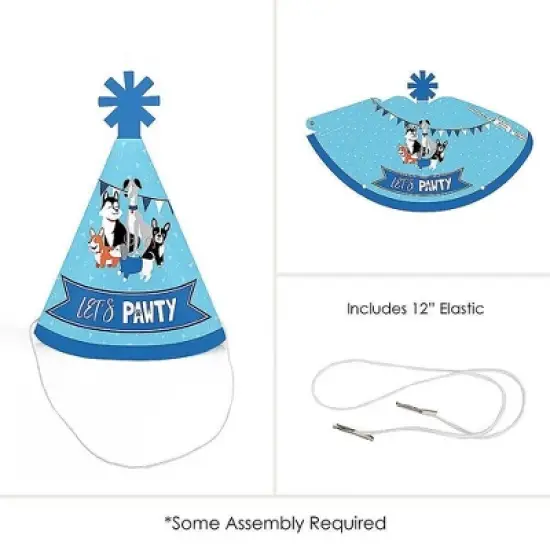 Big Dot of Happiness Pawty Like a Puppy - Mini Cone Dog Baby Shower or Birthday Party Hats - Small Little Party Hats - Set of 8 image {4}