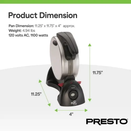Presto FlipSide Belgian Waffle Maker, Nonstick Kitchen Appliance, 7 Inch, Black image {5}