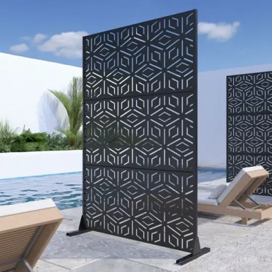 PexFix 72 in. H x 47 in. W Outdoor Metal Privacy Screen Web Pattern in Black image {2}