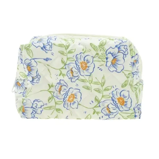 Unique Bargains Floral Quilting Makeup Bag Blue Green 1 Pc image {3}