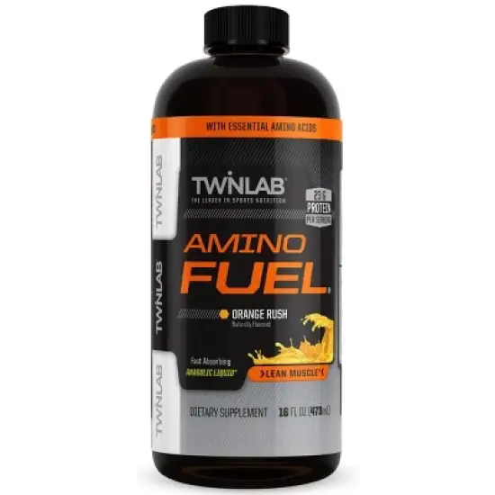 Twinlab Amino Fuel Liquid Orange Rush - Caffeine Free Pre & Post Workout Amino Energy Drink with BCAA & Collagen Peptides - 16 fl oz image {7}