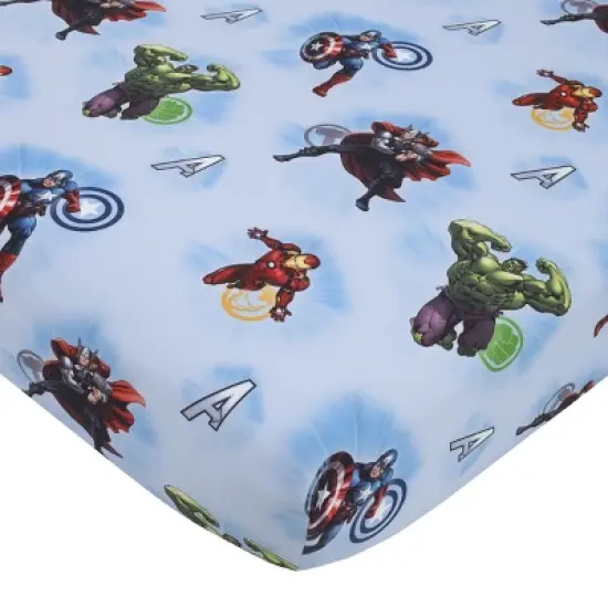 Marvel Avengers Fight the Foes Blue, Red, Green Hulk, Iron Man, Thor, Captain America 4 Piece Toddler Bed Set image {2}
