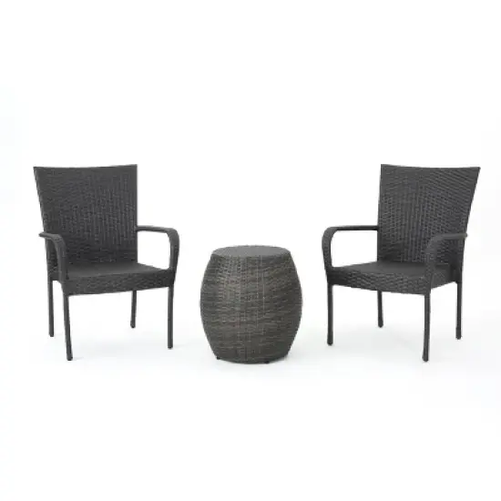 Orleans 3pc Wicker Chat Set - Gray - Christopher Knight Home image {1}