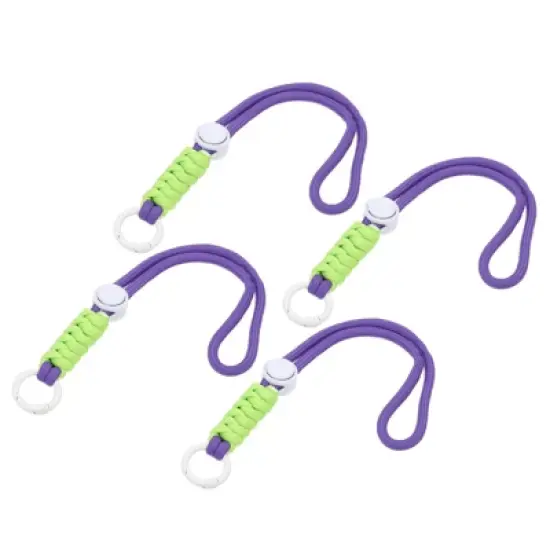 Unique Bargains Adjustable Hanging Braided Strap with Spring Ring Paracord Lanyard Keychains 4 Pcs image {6}