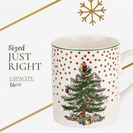 Spode Christmas Tree Polka Dot Mug, 16-Ounce Ceramic Cup with Handle - Festive Holiday Design - Microwave, Dishwasher, Freezer Safe image {6}